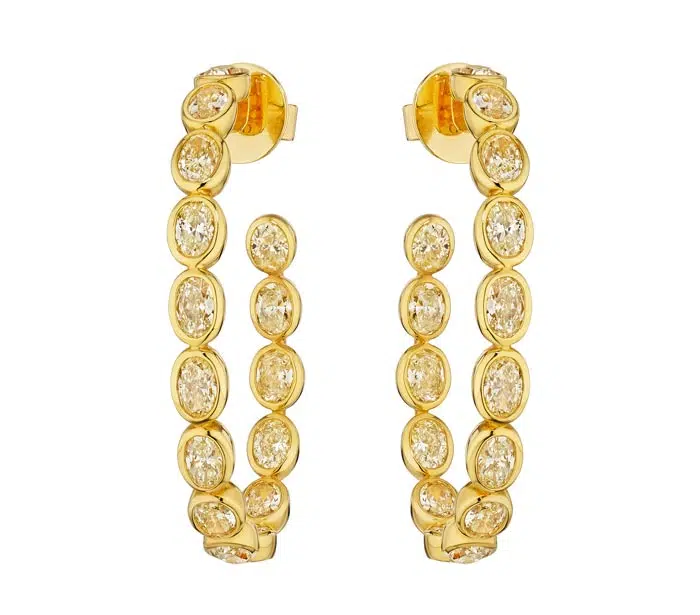 'Golden Eclipse' Radiant Dome Diamond Earrings