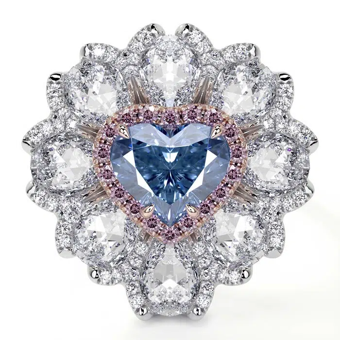 Heart-Shaped Blue Diamond Ring