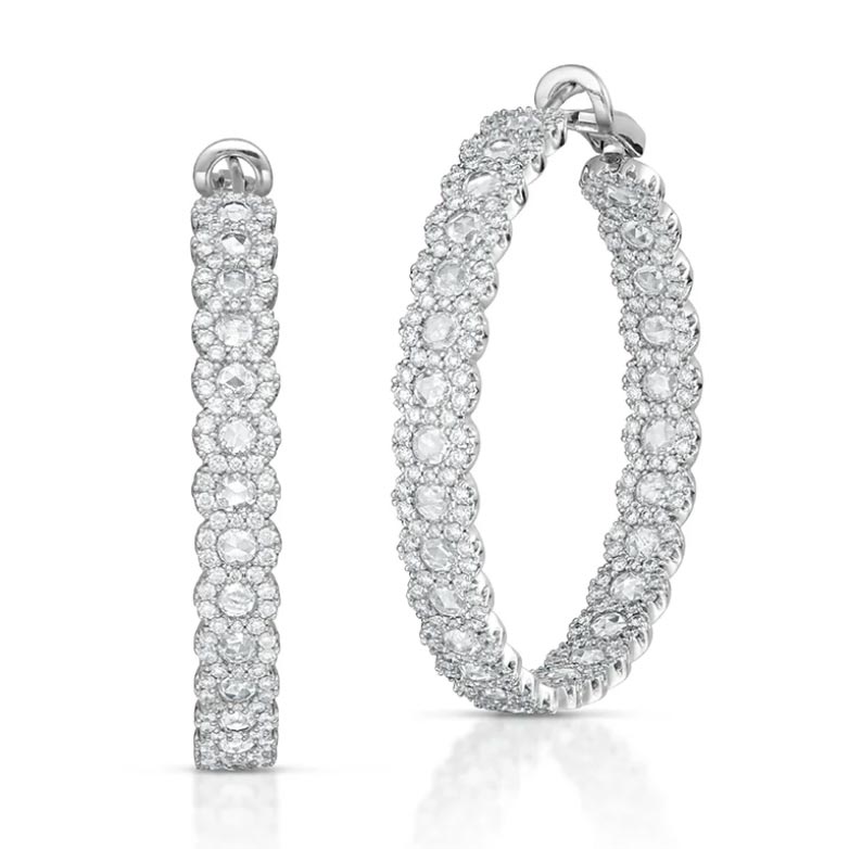 4.56 Carat Rose Cut Diamond Hoops