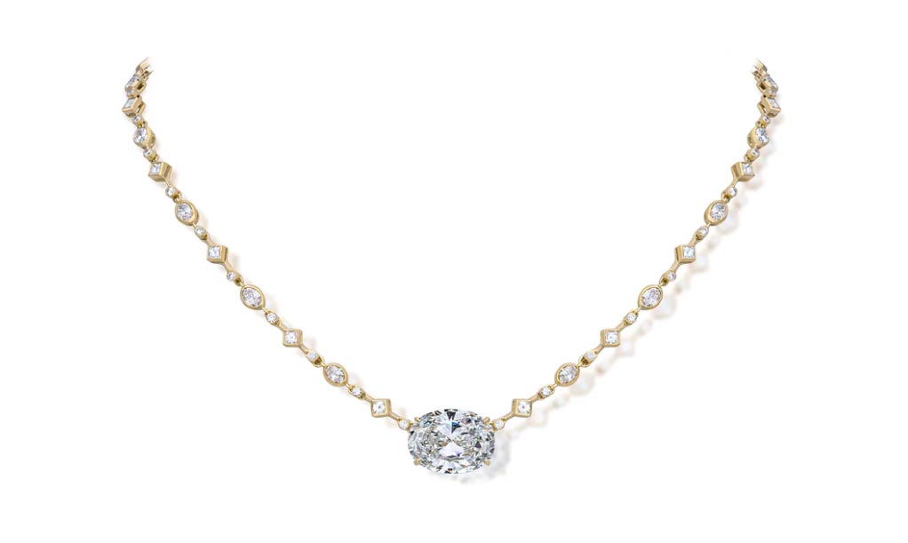 9.28 Carat Oval Diamond Link Necklace