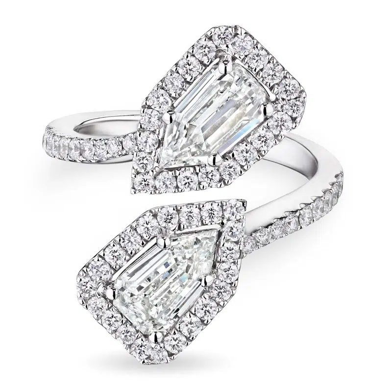 Bypass Ring with Bullet Cut Diamonds, 2 CT