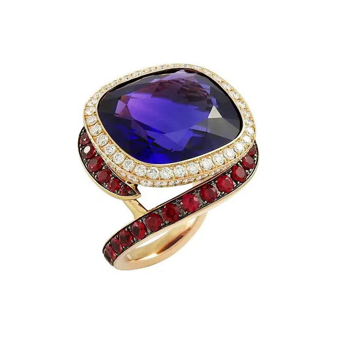 19.45 Carat Amethyst, Spinel, and Diamond Ring