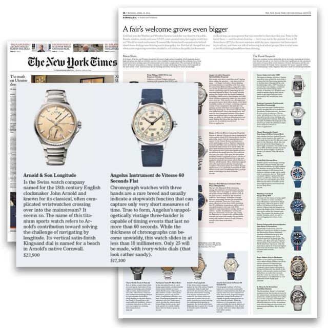 After a successful week at Watches & Wonders in Geneva, Switzerland, Arnold & Son and Angelus were featured in a novelty recap in the New York Times!