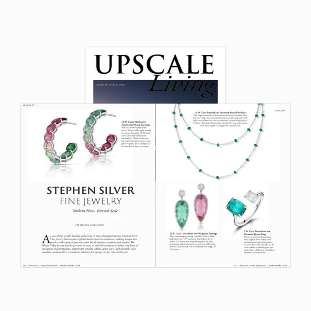 Thank you @upscalelivingmg for this beautiful double-page feature on verdant hues, showcasing the rich world of colored gemstones by @stephensilver, where exceptional stones and masterful craftsmanship come together in timeless design. 

As seen in the March/April issue 2026

#jewelrylover  #ColoredGemstones #VerdantHues #StephenSilver