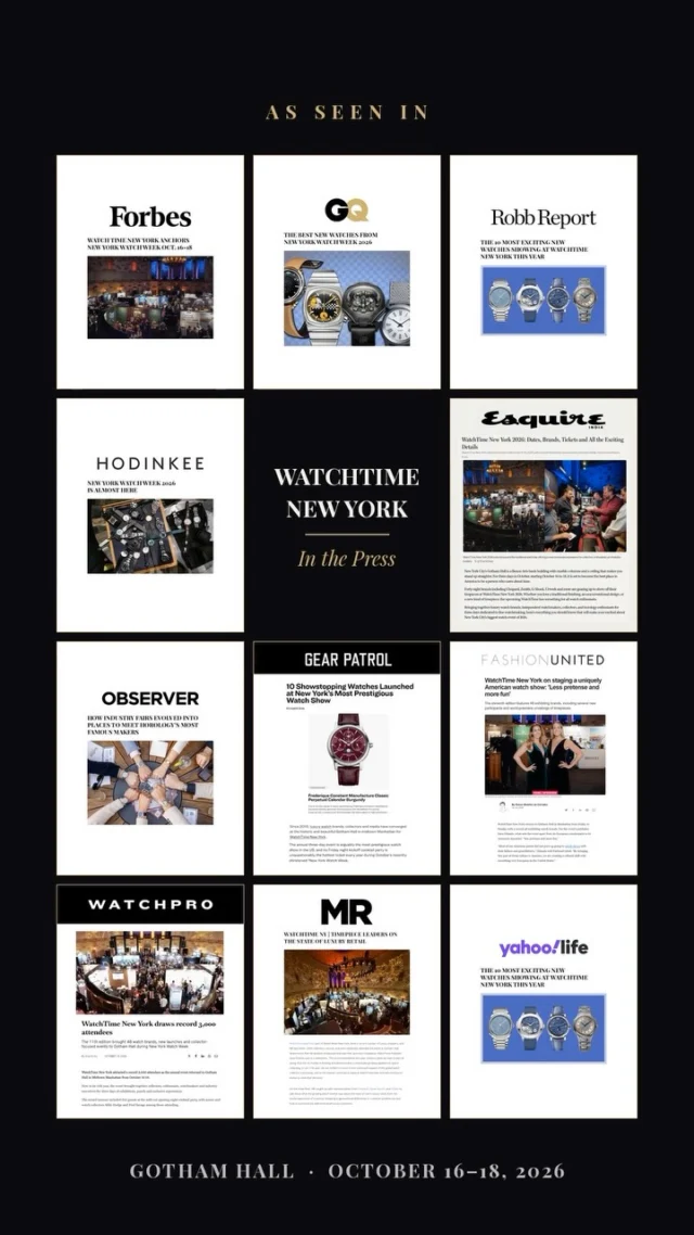 Record-breaking, on every front. ⌚️

WatchTime NY 2026 welcomed a record 3,000 guests to Gotham Hall, and this year’s media coverage was our biggest yet.

A heartfelt thank you to our media colleagues for your support, and a special thank-you to those who have been with us since year one. You helped build this show into what it is today.

Here’s to the 12th edition. 🥂

#WatchTimeNewYork #WTNY2026 #NewYorkWatchWeek #WatchCollector #Horology